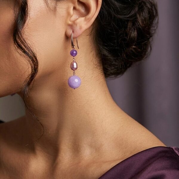Cercei dream din ametist si perle Cercei dream din ametist si perle