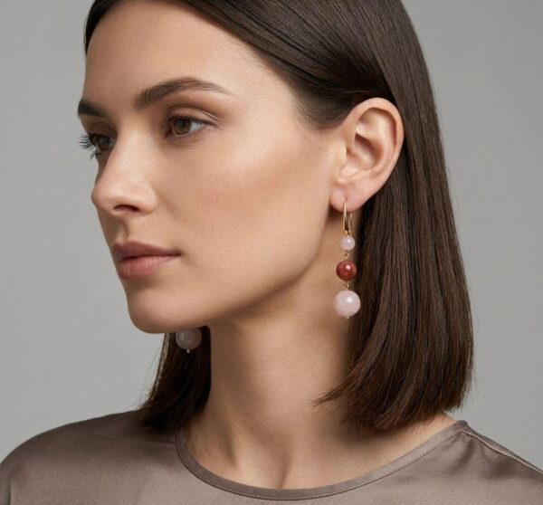 Cercei dream din jad roz si cuart Cercei dream din jad roz si cuart