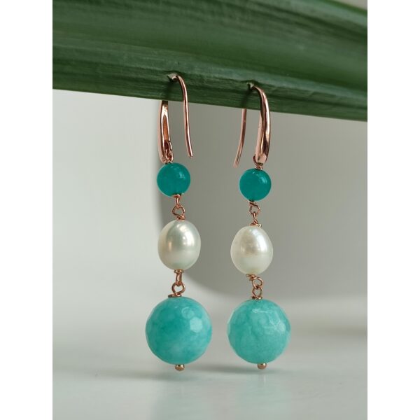 Cercei dream din jad verde acvatic si perle 1 Cercei dream din jad verde acvatic si perle 1