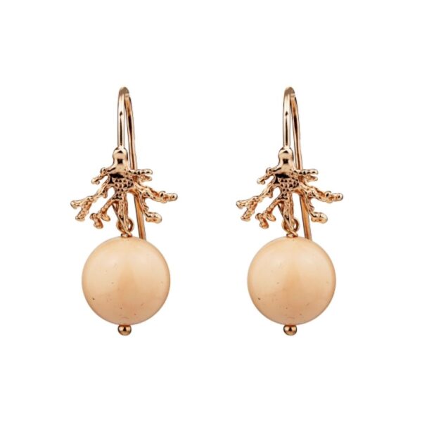 Cercei foglia din coral de bambus roz