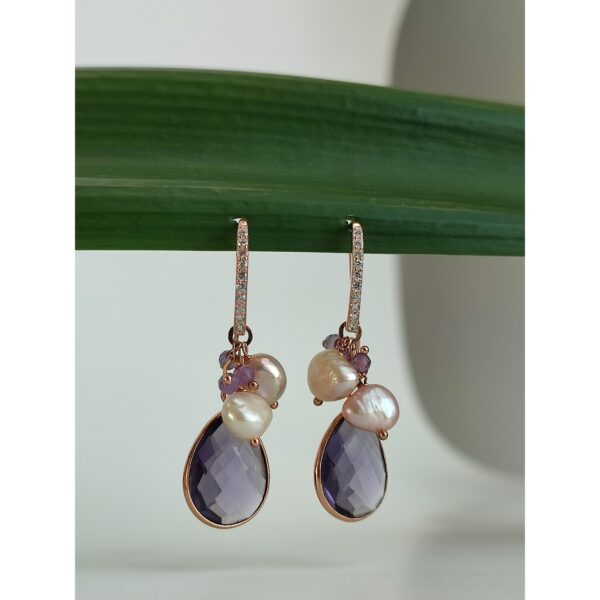 Cercei jolly din perle si ametist 1 Cercei jolly din perle si ametist 1