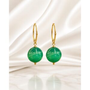 Cercei vibrant din agat verde smarald 3