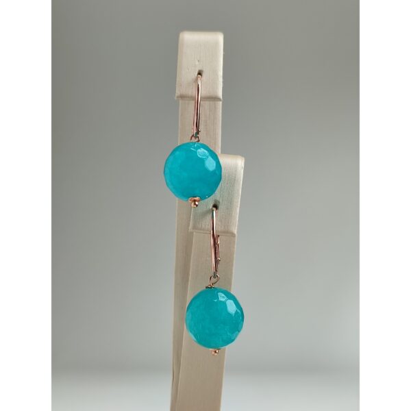 Cercei vibrant din jad verde acvatic 2 Cercei vibrant din jad verde acvatic 2