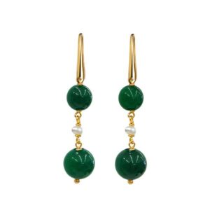 Cercei zena din agat verde smarald si perle