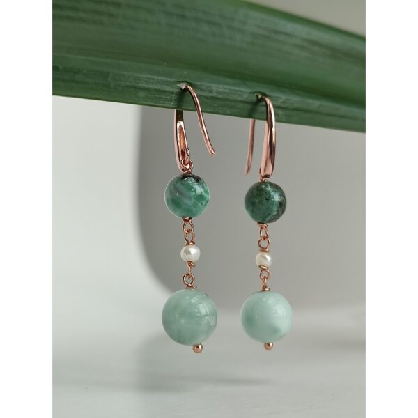 Cercei zena din diaspor jad si perle 1 Cercei zena din diaspor jad si perle 1