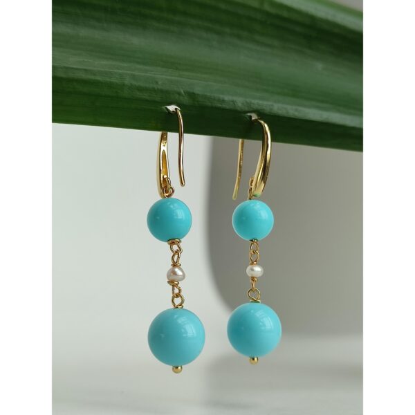 Cercei zena din turcoaz si perle 1 Cercei zena din turcoaz si perle 1