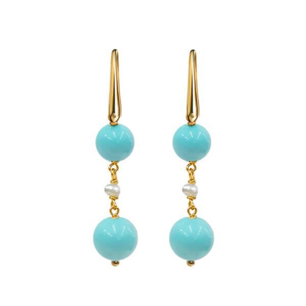 Cercei zena din turcoaz si perle