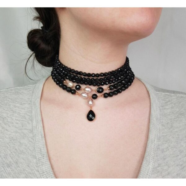 Choker dream din agat negru si perle 1 Choker dream din agat negru si perle 1