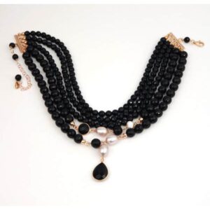 Choker dream din agat negru si perle