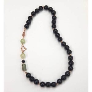 Colier clarity din agat negru si cuart