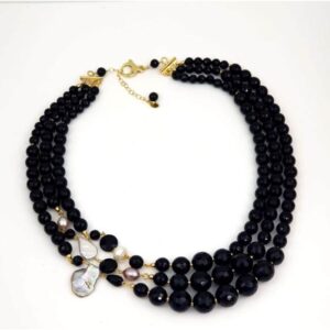 Colier dream din agat negru si perle
