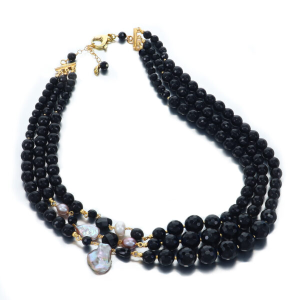 Colier dream din agat negru si perle 4