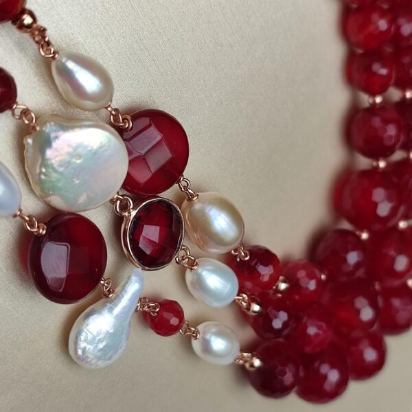 Colier dream din agat rubiniu si perle 2 Colier dream din agat rubiniu si perle 2