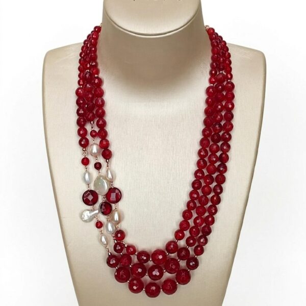 Colier dream din agat rubiniu si perle 4 Colier dream din agat rubiniu si perle 4