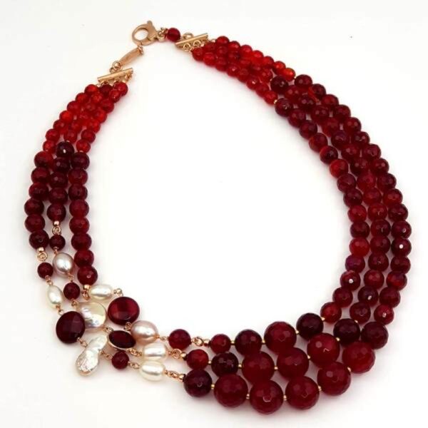 Colier dream din agat rubiniu si perle