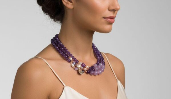 Colier dream din ametist si perle Colier dream din ametist si perle