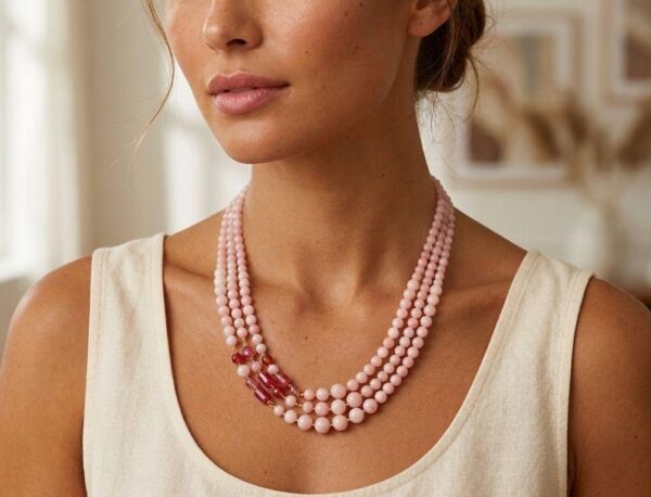 Colier dream din jad roz si cuart 1 Colier dream din jad roz si cuart 1