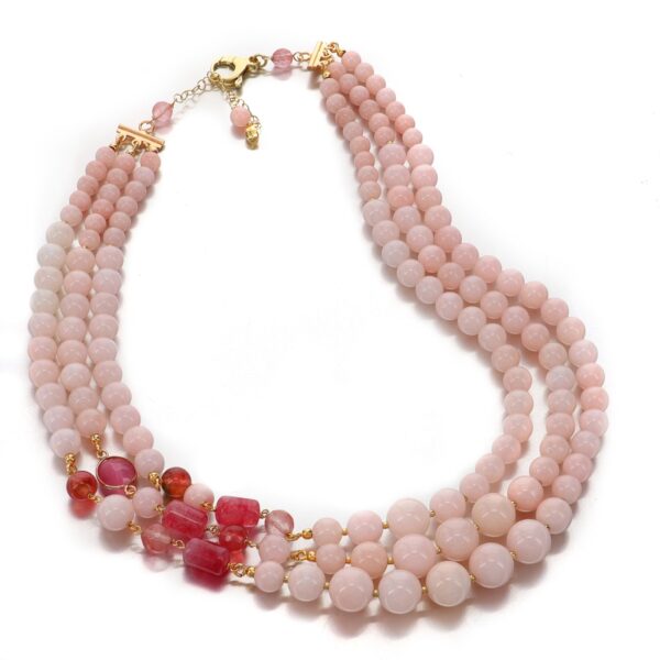 Colier dream din jad roz si cuart