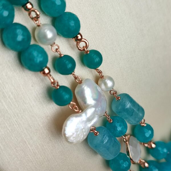 Colier dream din jad verde acvatic si perle 1 Colier dream din jad verde acvatic si perle 1