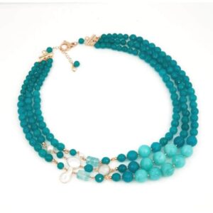 Colier dream din jad verde acvatic si perle