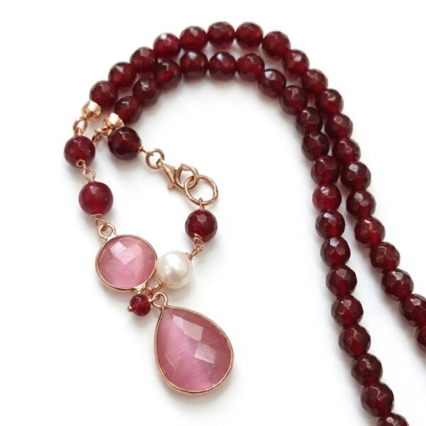 Colier lilou din agat rubiniu si cuart 2 Colier lilou din agat rubiniu si cuart 2