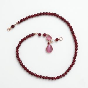 Colier lilou din agat rubiniu si cuart 3