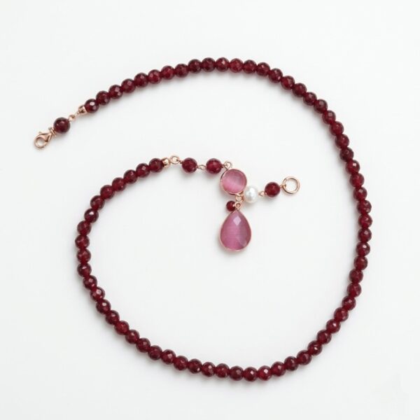Colier lilou din agat rubiniu si cuart 3