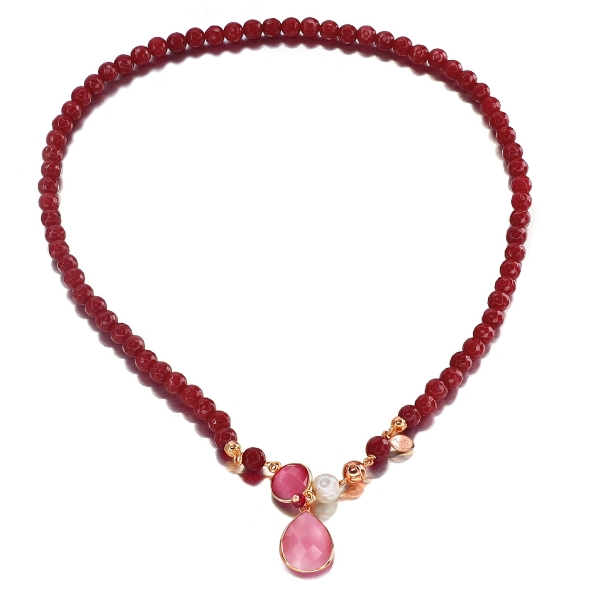 Colier lilou din agat rubiniu si cuart Colier lilou din agat rubiniu si cuart