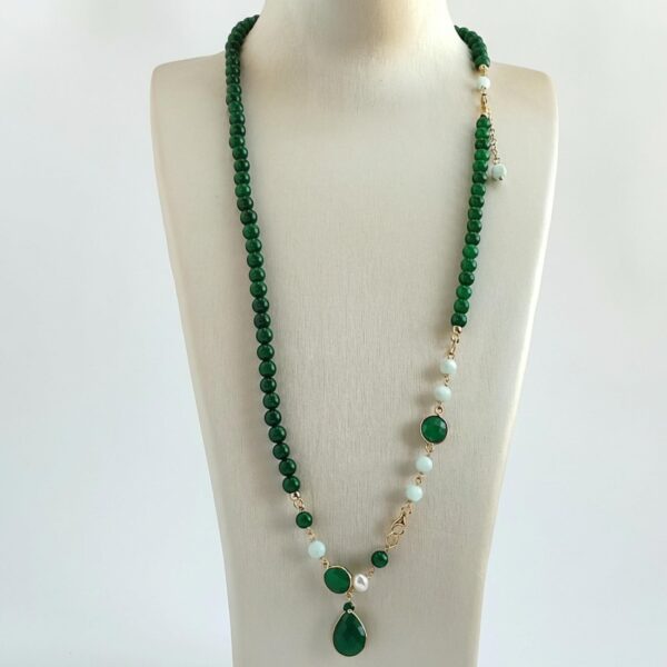 Colier lilou din agat verde diaspor si cuart 2 Colier lilou din agat verde diaspor si cuart 2