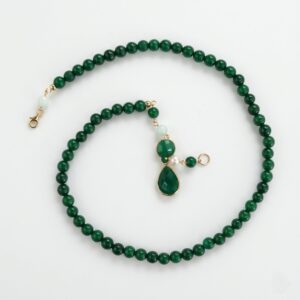 Colier lilou din agat verde diaspor si cuart 4