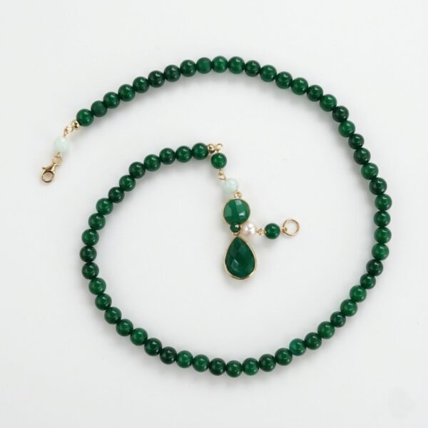 Colier lilou din agat verde diaspor si cuart 4