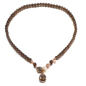 Colier lilou din cuart fumuriu