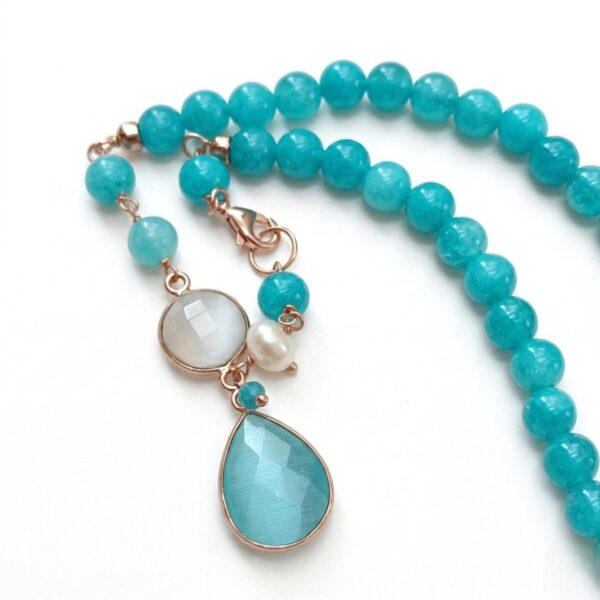 Colier lilou din jad verde acvatic si cuart 1 Colier lilou din jad verde acvatic si cuart 1