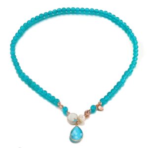 Colier lilou din jad verde acvatic si cuart