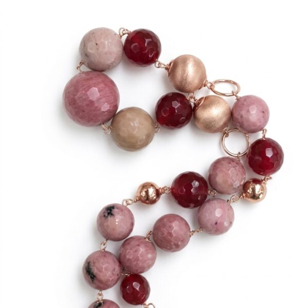 Colier vision din rodonit si agat rubiniu 1 Colier vision din rodonit si agat rubiniu 1