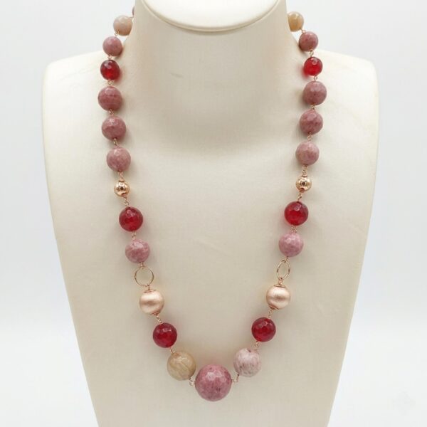 Colier vision din rodonit si agat rubiniu 2 Colier vision din rodonit si agat rubiniu 2