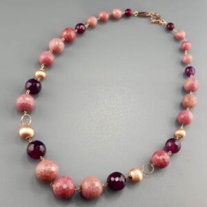 Colier vision din rodonit si agat rubiniu