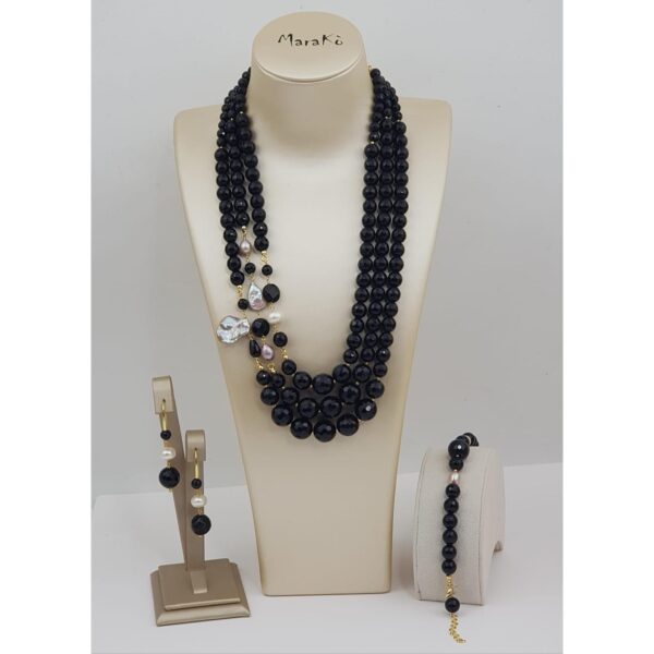Set dream din agat negru si perle Set dream din agat negru si perle
