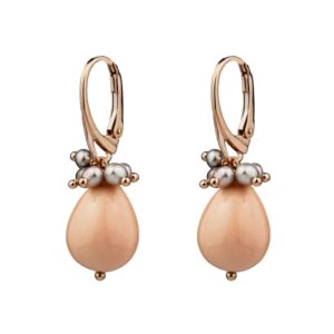 Cercei glimer din coral de bambus si perle