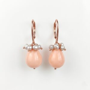 Cercei glimer din coral de bambus si perle 5