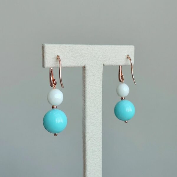 Cercei mara din agat alb si turcoaz 2 Cercei mara din agat alb si turcoaz 2