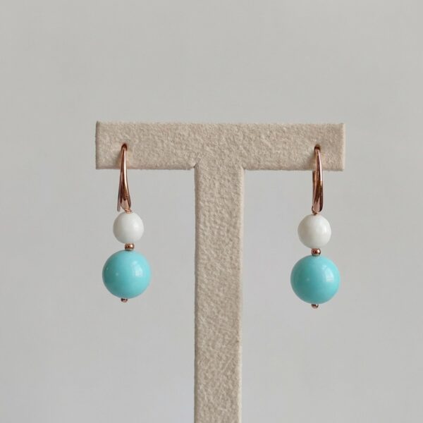 Cercei mara din agat alb si turcoaz 3 Cercei mara din agat alb si turcoaz 3