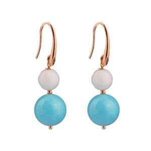 Cercei mara din agat alb si turcoaz
