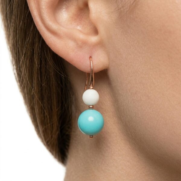 Cercei mara din agat alb si turcoaz 4 Cercei mara din agat alb si turcoaz 4