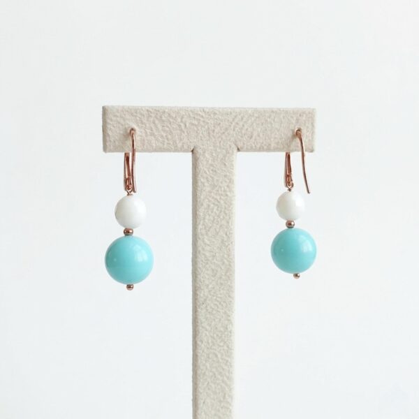 Cercei mara din agat alb si turcoaz 5 Cercei mara din agat alb si turcoaz 5