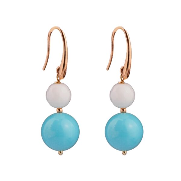 Cercei mara din agat alb si turcoaz