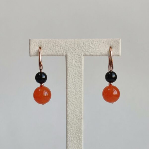 Cercei mara din agat negru si portocaliu 3 Cercei mara din agat negru si portocaliu 3