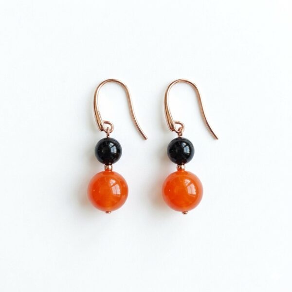 Cercei mara din agat negru si portocaliu 4