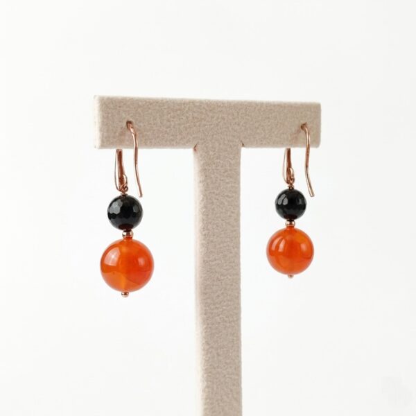 Cercei mara din agat negru si portocaliu 5 Cercei mara din agat negru si portocaliu 5