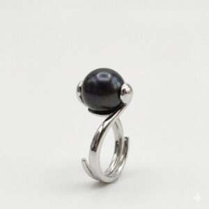 Inel essence cu perla neagra 2